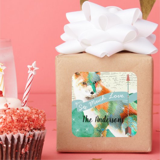 Pinselfuchs oder Shiba Inu Quadratischer Aufkleber (Party)