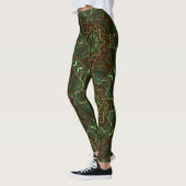 Pinselgealterter, bräunlich blauer Kaleidoskop Leggings (Links)