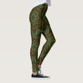 Pinselgealterter, bräunlich blauer Kaleidoskop Leggings (Rechts)