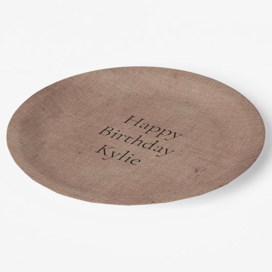 Pinselige Imitate Wäsche (Leinenlook) Pappteller (Schrägansicht)