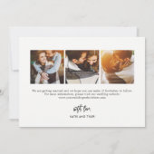 Pinselkalligrafie-Hochzeit speichern Sie die Datum Einladung (Rückseite)