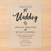 Pinselkalligrafie Minimalistische Hochzeit Acryleinladungen (Vorderseite)