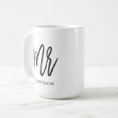 Pinselkalligrafie Mr. Wedding Groom Tasse (Vorderseite Links)