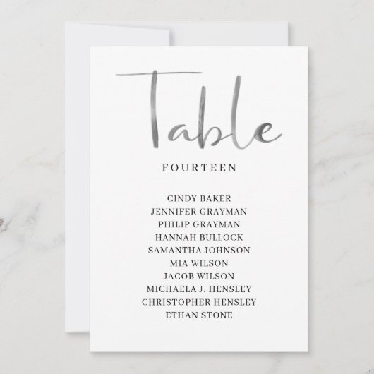 Pinselkalligrafie-Tischnummer Sitzkarten Einladung (Vorderseite)