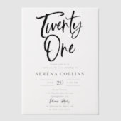 Pinselkalligraphie 21 Geburtstag Pergament Einladungen (Vorderseite)
