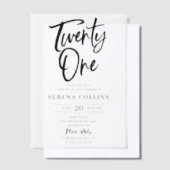 Pinselkalligraphie 21 Geburtstag Pergament Einladungen (Versetzt)