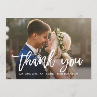 Pinselkalligraphie Hochzeit Danke Foto-Karte