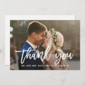 Pinselkalligraphie Hochzeit Danke Foto-Karte (Vorne/Hinten)