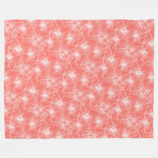 Pinselkirsche lilly blütenfarben weiß und koral fleecedecke (Vorderseite (Horizontal))