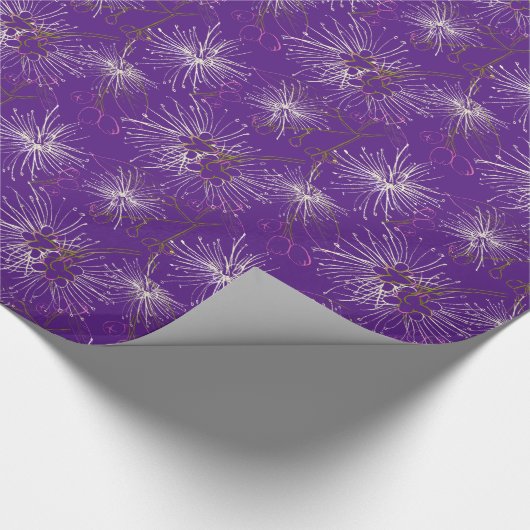 Pinselkirsche, lilly lila, weiße Holzverpackung Geschenkpapier (Ecke)