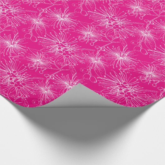 Pinselkirsche lilly pink, weißes Muster wickeln Geschenkpapier (Ecke)