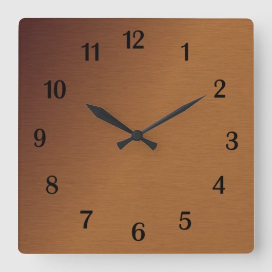 Pinselkopferschau 2 schwarze Zahlen Quadratische Wanduhr (Vorderseite)