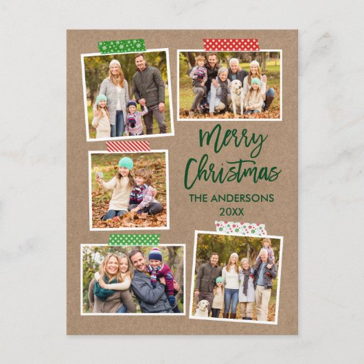 Pinselkriptorbänder Merry Christmas Kraft Postkarte (Vorderseite)