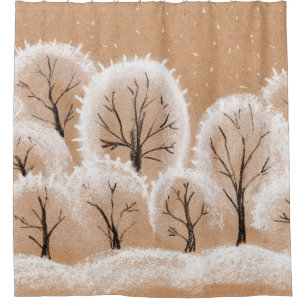 Pinselmalerei. Künstlerische Leinwand. Ölkunst. Duschvorhang