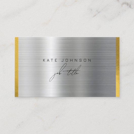 Pinselmetall-Gold-Signatur-Script QR-Code Visitenkarte (Vorderseite)