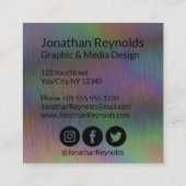 Pinselmetall Iridescent Holographic Script Name S Quadratische Visitenkarte (Rückseite)