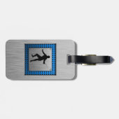 Pinselmetalllook Fencing Silhouette Gepäckanhänger (Rückseite horizontal)