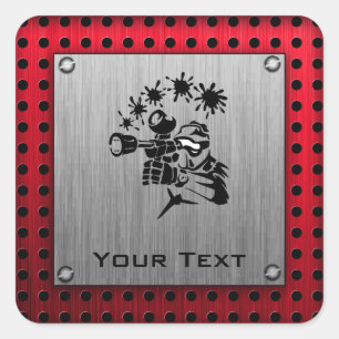 Pinselmetalllook Paintball Quadratischer Aufkleber