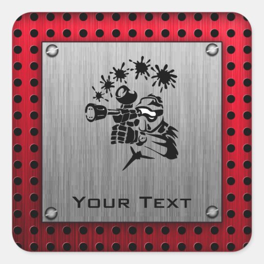 Pinselmetalllook Paintball Quadratischer Aufkleber (Vorderseite)