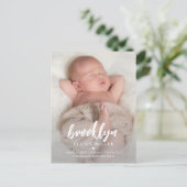 Pinselname Moderne Geburtsankündigung Postkarte (Stehend Vorderseite)