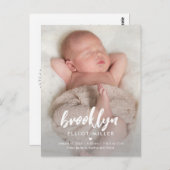 Pinselname Moderne Geburtsankündigung Postkarte (Vorne/Hinten)