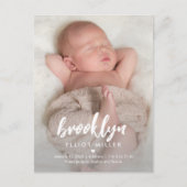 Pinselname Moderne Geburtsankündigung Postkarte (Vorderseite)