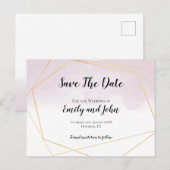 Pinselpinke Aquarellfarben, goldene Geometrie Save Postkarte (Vorne/Hinten)