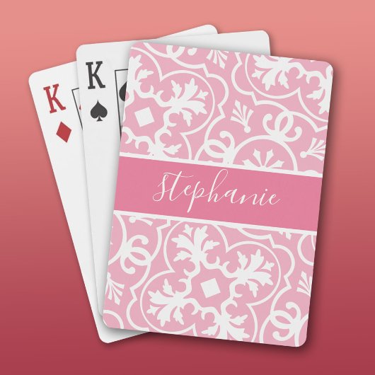 Pinselpinke feminine geometrische Musterschrift Spielkarten