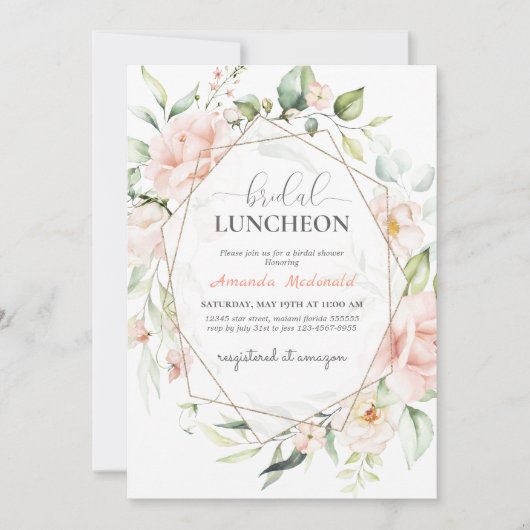 Pinselpinke, geometrische Brautparty Einladung (Vorderseite)