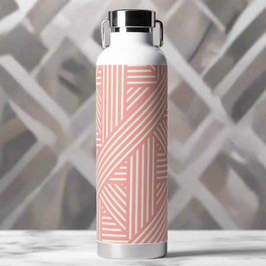 Pinselpinke geometrische Stipes Girly Feminine Trinkflasche