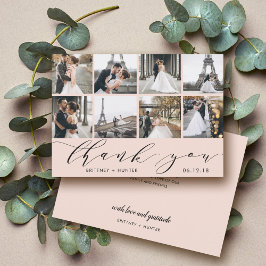 Pinselpinke Kalligrafie Script FotoCollage Dankeskarte