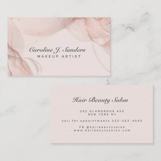 Pinselpinke, mädchenhafte Glitzer-Makeup-Künstleri Visitenkarte (Vorne/Hinten)