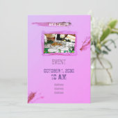 Pinselpinke Pinselstriche halten handgezeichnete K Einladung (Stehend Vorderseite)