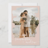 Pinselpinke Pinselstriche Skript 2 Fotos Hochzeit Einladung (Vorderseite)