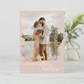 Pinselpinke Pinselstriche Skript 2 Fotos Hochzeit Einladung (Stehend Vorderseite)