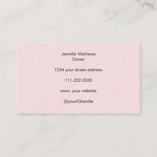 Pinselpinke Script-Foto Makeup Visitenkarte (Rückseite)