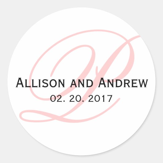 Pinselpinke Script Initial P Monogram Gastgeschenk Runder Aufkleber (Vorderseite)
