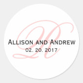 Pinselpinke Script Initial R Monogram Gastgeschenk Runder Aufkleber (Vorderseite)