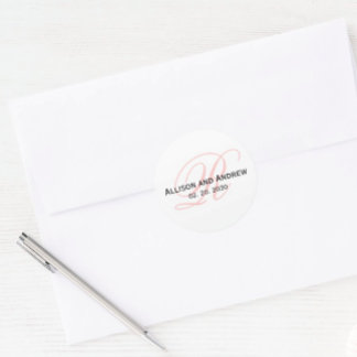 Pinselpinke Script Initial R Monogram Gastgeschenk Runder Aufkleber