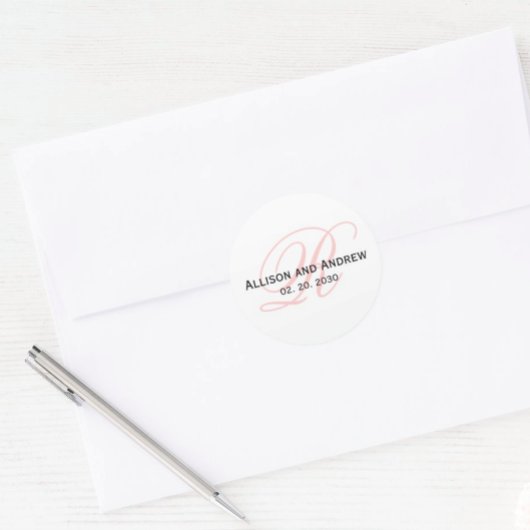 Pinselpinke Script Initial R Monogram Gastgeschenk Runder Aufkleber