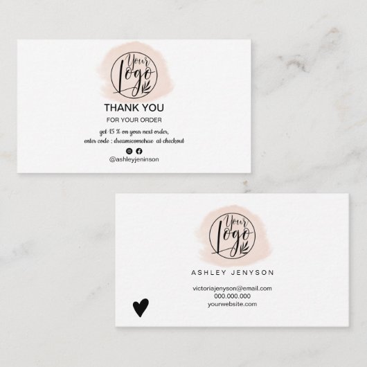 Pinselpinsel minimalistisches Logo, danke Visitenkarte (Vorne/Hinten)