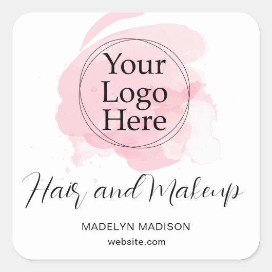 Pinselpinselstriche Typografie für das Haaremakeup Quadratischer Aufkleber (Vorderseite)