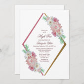 Pinselrosa Geometrisches Blumenteppich Einladung (Vorne/Hinten)