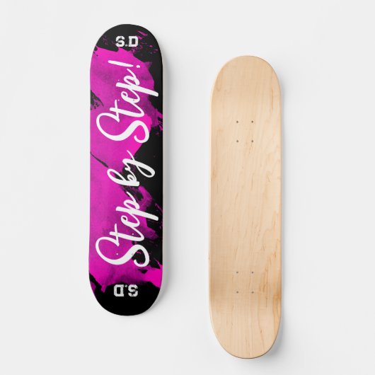 Pinselrosa Schwarz Skateboard (Vorderseite)