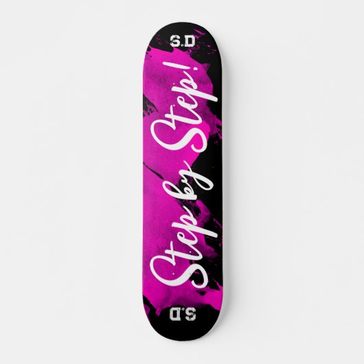 Pinselrosa Schwarz Skateboard (Vorne)