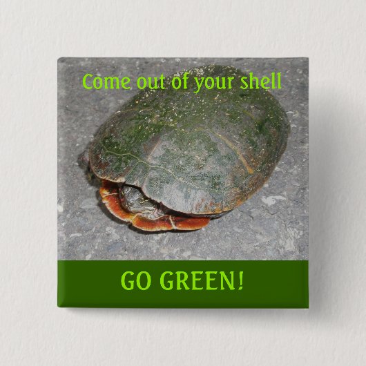 Pinselschildkröte GO GREEN Schaltfläche Button (Vorderseite)