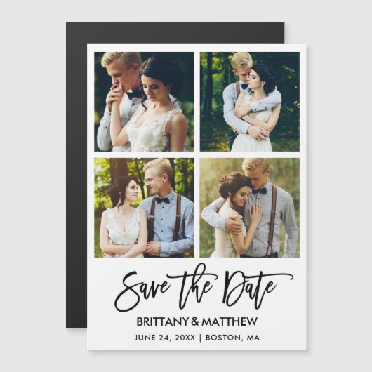 Pinselschrift 4 Foto Magnetisch Magnetkarte (Vorne/Hinten)