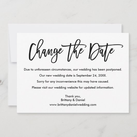 Pinselschrift ändert das Datum der neuen Hochzeitd Save The Date (Vorderseite)