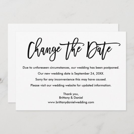 Pinselschrift ändert das Datum der neuen Hochzeitd Save The Date (Vorne/Hinten)