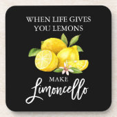 Pinselschrift Black Watercolor Lemons Limoncello Getränkeuntersetzer (Vorderseite)